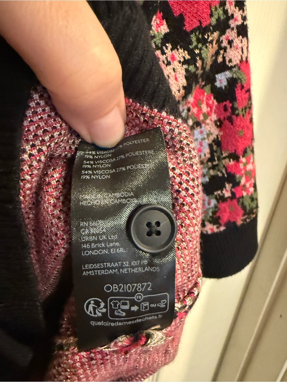 Maeve by Anthropologie Black & Pink Floral Short-Sleeve Knit Cardigan - Picture 8 of 8